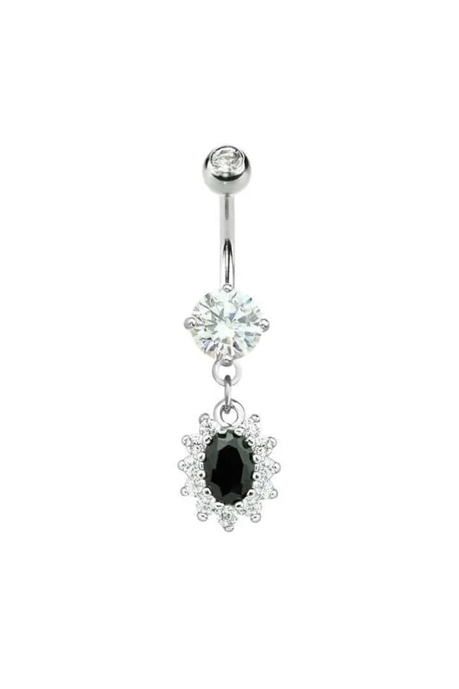 Black Crystal Halo Navel Dangle 14g