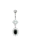 Black Crystal Halo Navel Dangle 14g