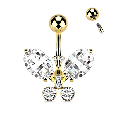 Jewelled Butterfly Navel Barbell 14g