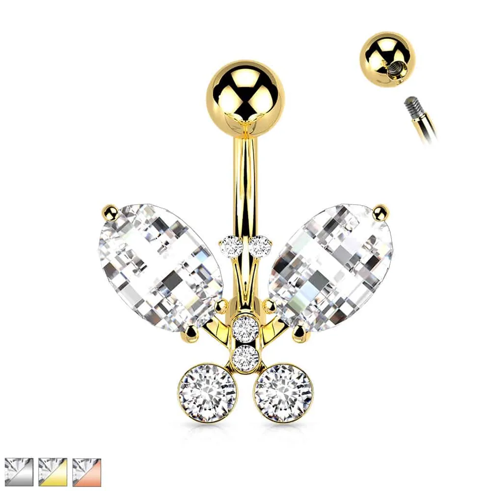 Jewelled Butterfly Navel Barbell 14g