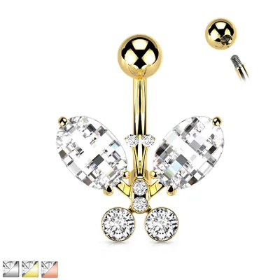 Jewelled Butterfly Navel Barbell 14g