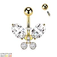 Jewelled Butterfly Navel Barbell 14g