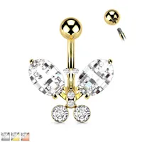 Jewelled Butterfly Belly Barbell 14g