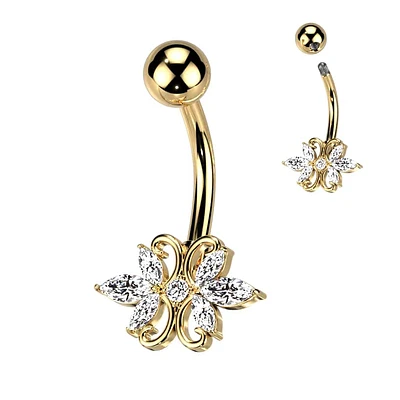 Marquise Butterfly Navel Barbell 14g