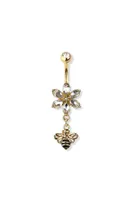 Bee and Flower Navel Dangle 14g