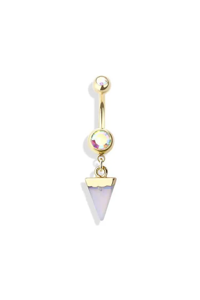 Triangle Moonstone Navel Dangle 14g