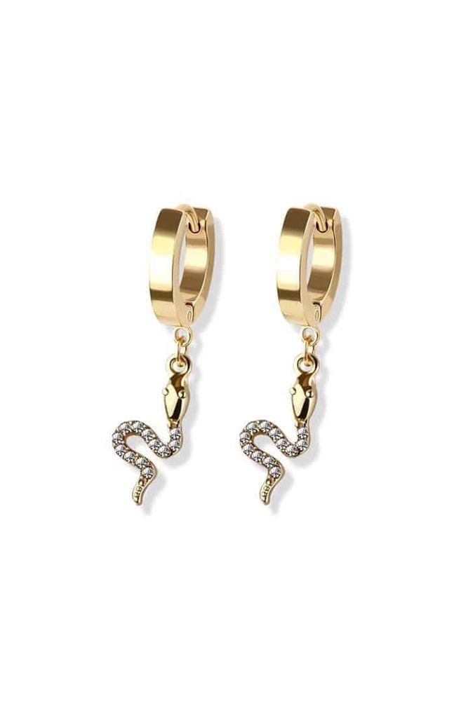 Paved Snake Dangle Cuff Earrings