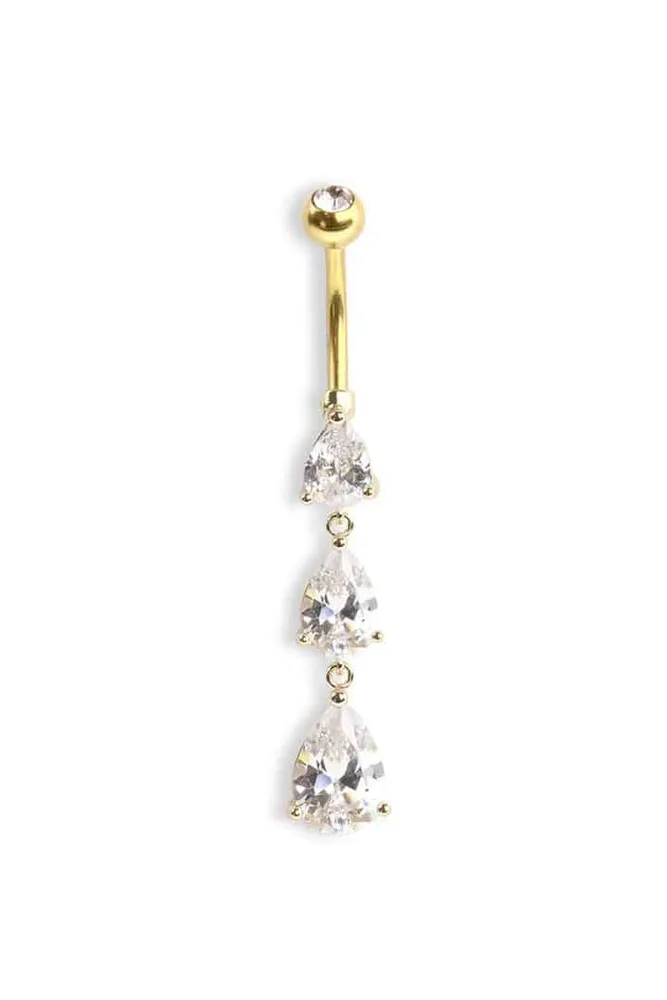 Claw-set Pear-Tier Navel Dangle 14g