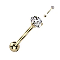 Claw-set Heart Tongue Ring 14g