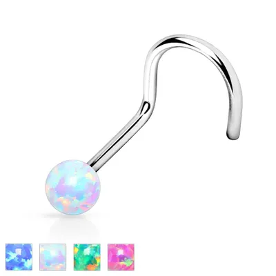 PREMIUM Surgical Steel Round Opal Nose Screw 18g