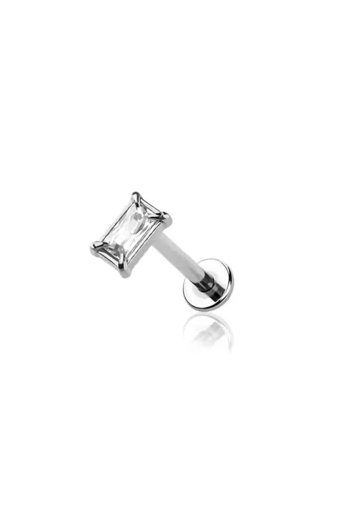 PREMIUM Claw-set Rectangle Labret 16g