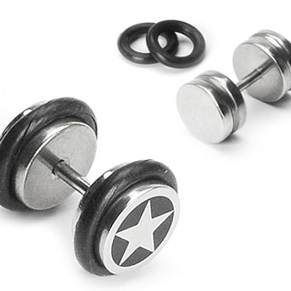 Surgical Steel Star Faux Plugs 16g
