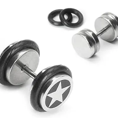 Surgical Steel Star Faux Plugs 16g