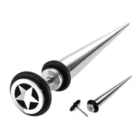 Surgical Steel Star Faux Tapers 16g