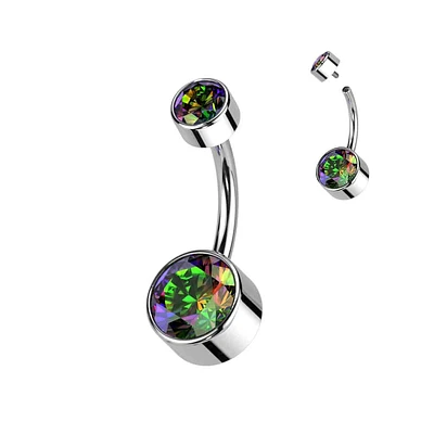 PREMIUM Titanium Bezel-set Crystal Navel Barbell 14g