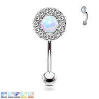 PREMIUM Opal Halo Curved Barbell 16g