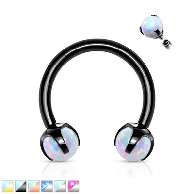 PREMIUM Steel Claw-set Opal Circular Barbell 16g