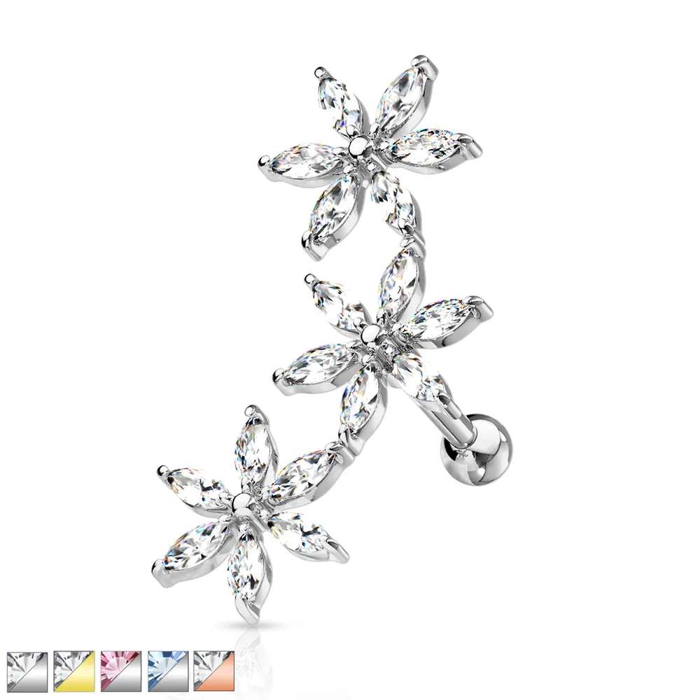 PREMIUM Flower Rim Cartilage Stud 16g