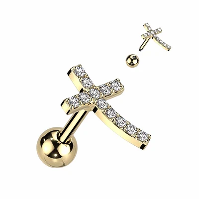 PREMIUM Cross Rim Cartilage Stud 16g