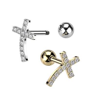 PREMIUM Cross Rim Cartilage Stud 16g