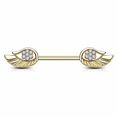 Jewelled Wings Nipple Barbell 14g