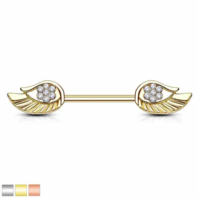 Jewelled Wings Nipple Barbell 14g