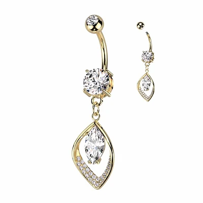 Crystal Teardrop Navel Dangle 14g