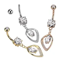 Crystal Teardrop Navel Dangle 14g