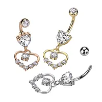 Crystal Heart Navel Dangle 14g