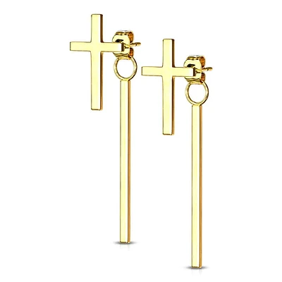 Cross Dangle Stud Earrings