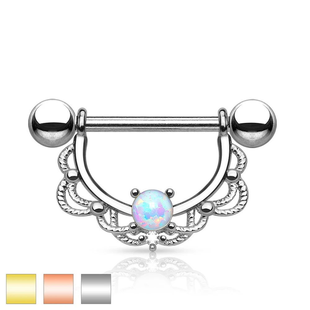 Filigree + Opal Nipple Shield 14g