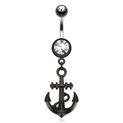 Blackline PVD Anchor Navel Dangle 14g