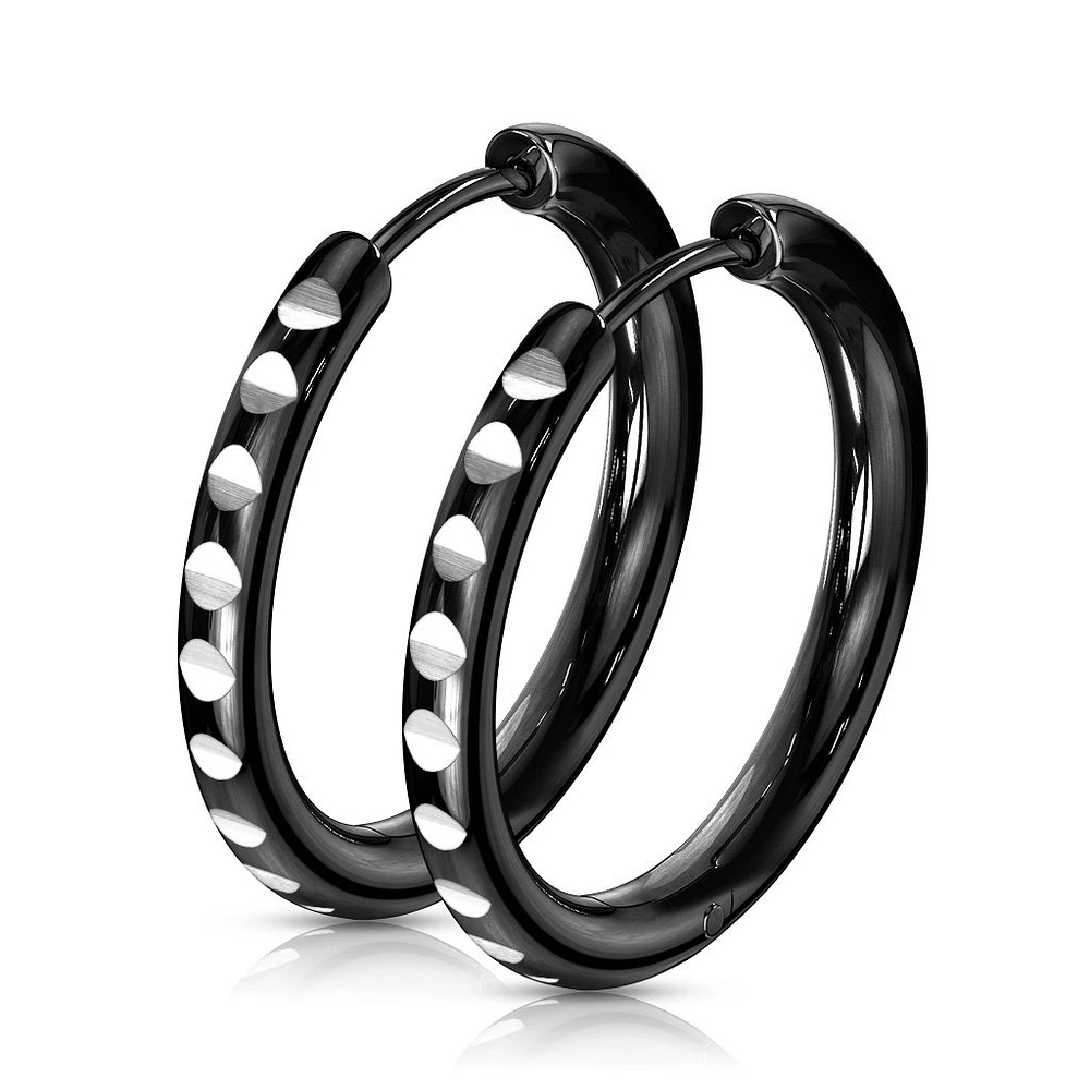 Round Cut Blackline Cuff Earrings