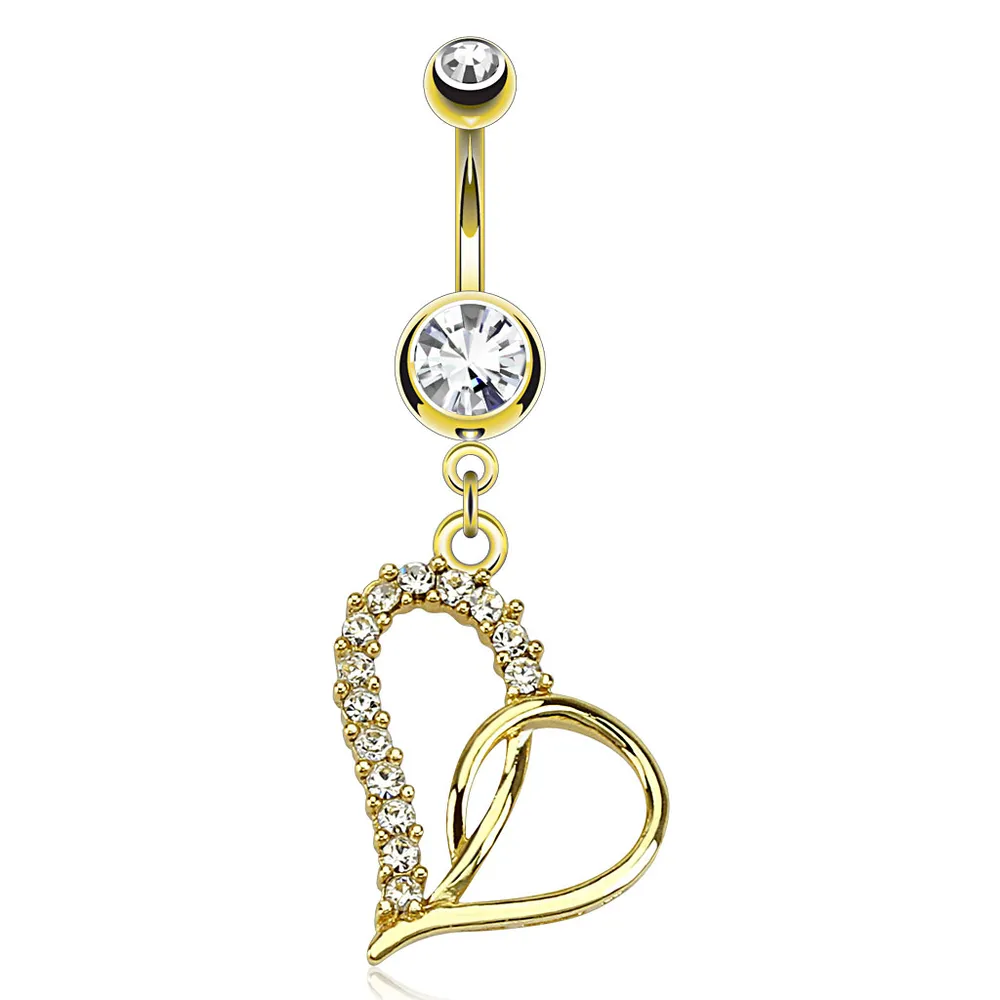 Jewel Edge Heart Navel Dangle 14g