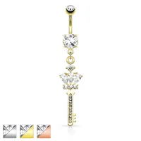 Crystal Key Navel Dangle 14g