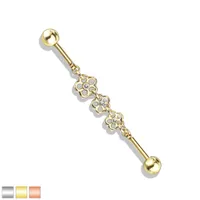 PREMIUM Bezel-set Flower Chain Industrial Barbell 14g