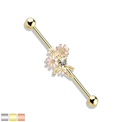 PREMIUM Flower Bunch Industrial Barbell 14g