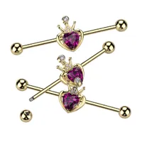 PREMIUM Crowned Heart Industrial Barbell 14g