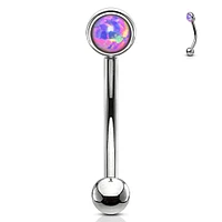 PREMIUM Bezel-Set Opal Curved Barbell 16g