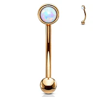 PREMIUM Bezel-Set Opal Curved Barbell 16g