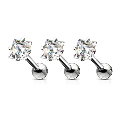 PREMIUM Claw-Set Square Cartilage Stud 16g