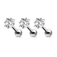 PREMIUM Claw-Set Square Cartilage Stud 16g