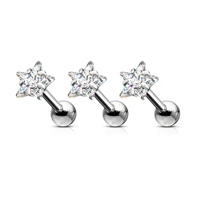 PREMIUM Claw-Set Star Cartilage Stud 16g