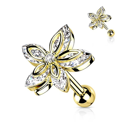 PREMIUM Pointed Flower Cartilage Stud 16g