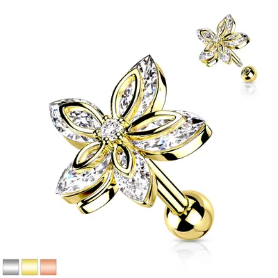 PREMIUM Pointed Flower Cartilage Stud 16g