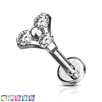 PREMIUM Triple Claw-set Triangle Labret 16g