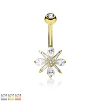 Pointed Flower Navel Barbell 14g