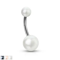 Pearl Lucite Navel Barbell 14g