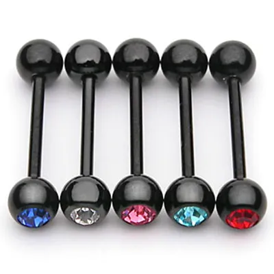 Blackline Crystal Tongue Ring 14g