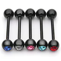 Blackline Crystal Tongue Ring 14g